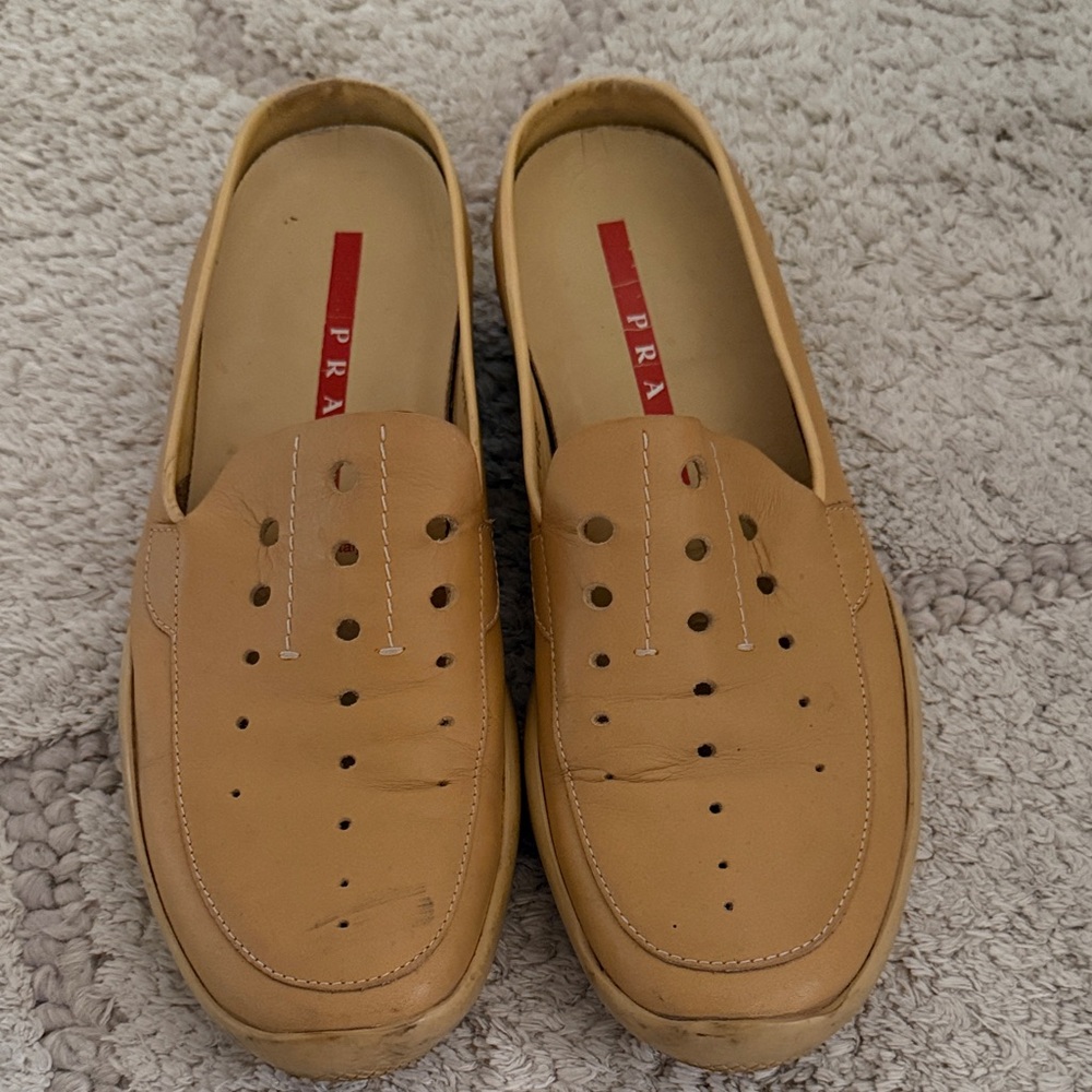 Prada Beige Men's Slip-On Loafers